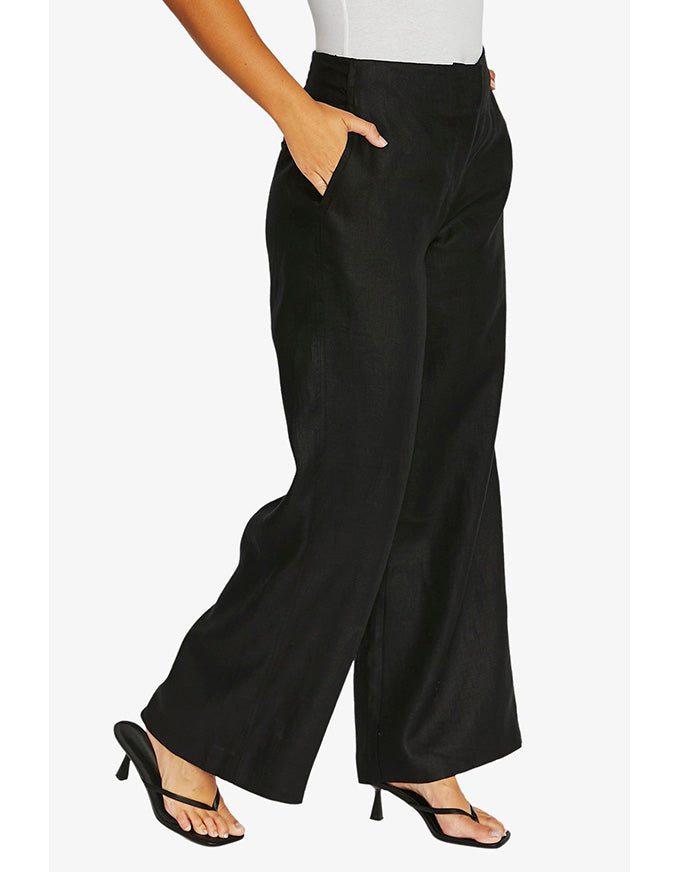 Twill Wide Leg Pant Black