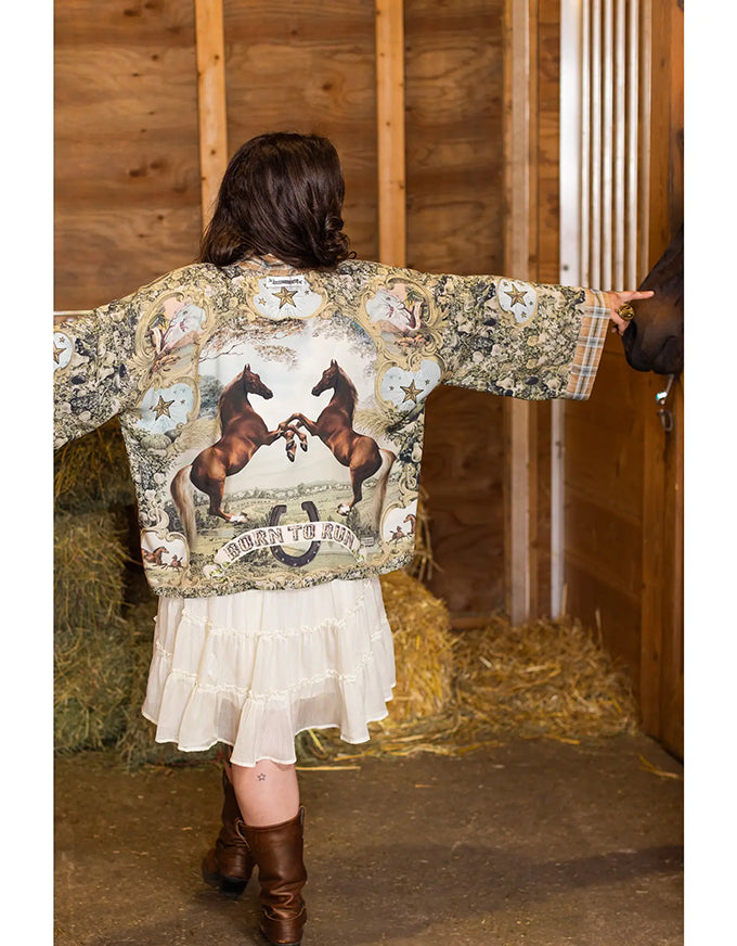 Born To Run Cropped Bamboo Kimono