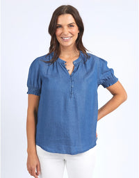 Petal Short Sleeve Top Blue