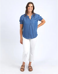 Petal Short Sleeve Top Blue