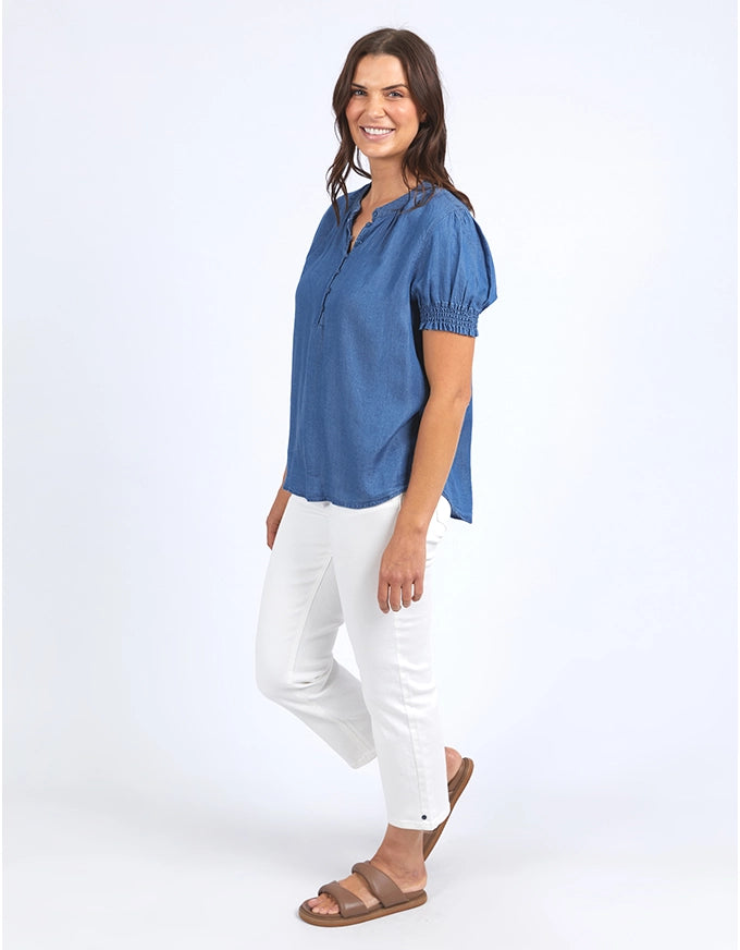 Petal Short Sleeve Top Blue