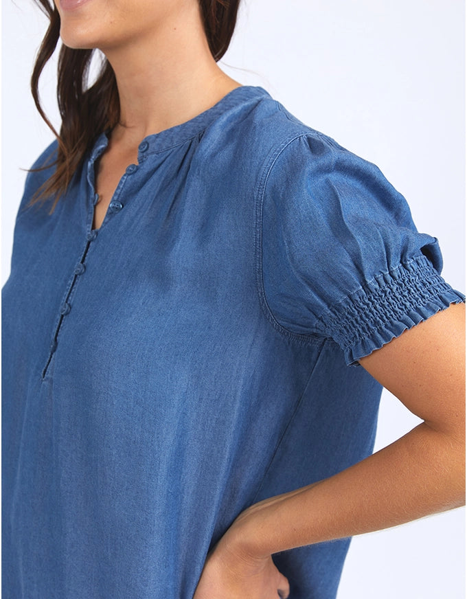 Petal Short Sleeve Top Blue