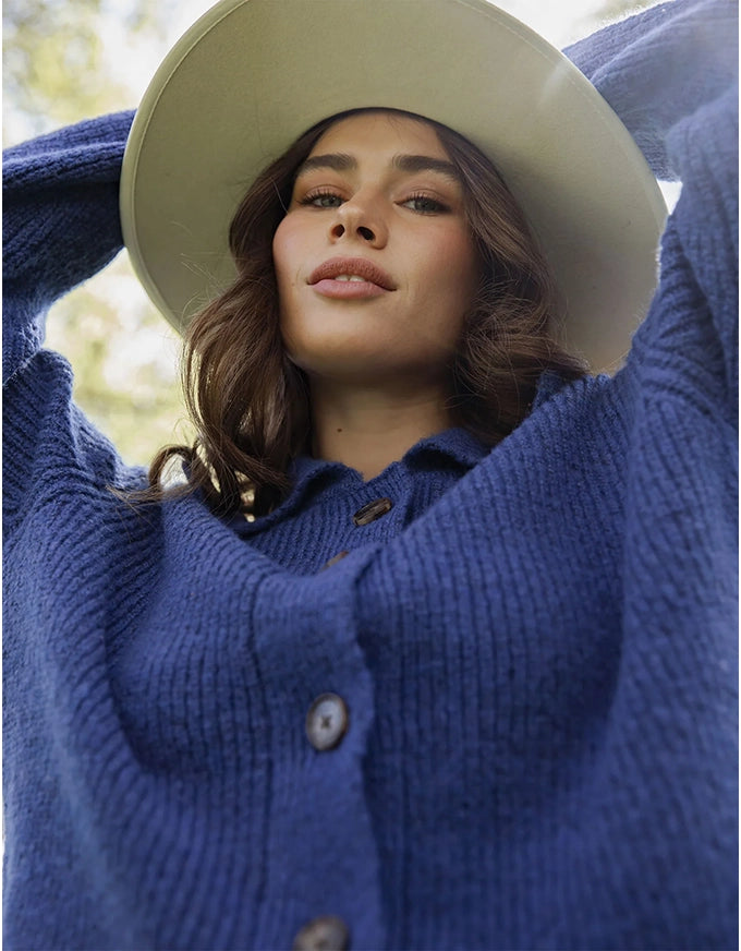 Indy Button Down Cardi French Blue