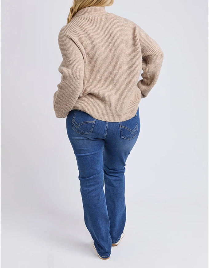 Bron Button Knit Oatmeal Marle