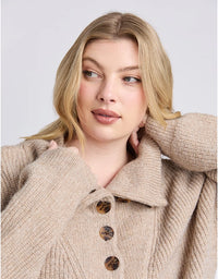 Bron Button Knit Oatmeal Marle