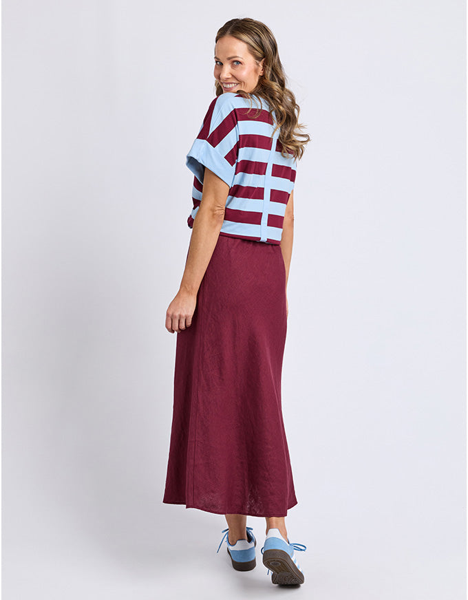 Eleni Bias Linen Skirt Plum