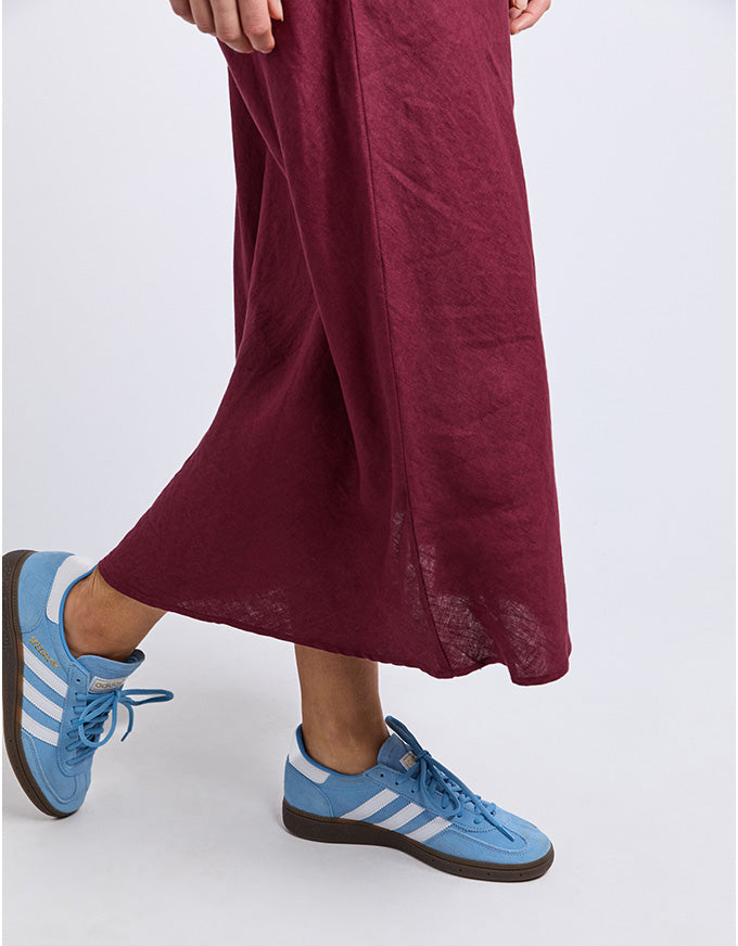Eleni Bias Linen Skirt Plum