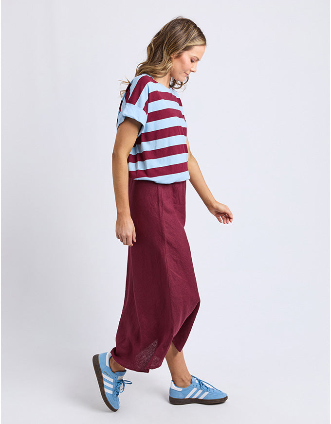 Eleni Bias Linen Skirt Plum