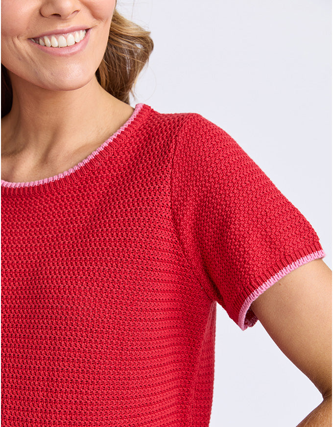 Camellia Short Sleeve Knit Cranberry
