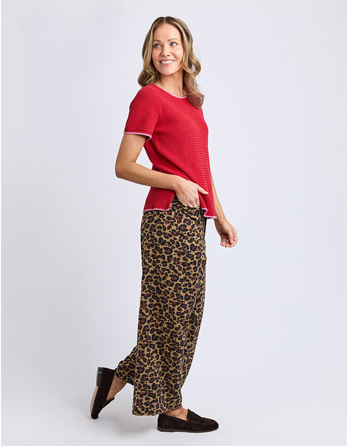 Camellia Short Sleeve Knit Cranberry