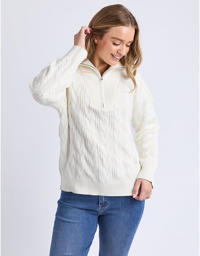 Zalie Zip Knit Marshmallow