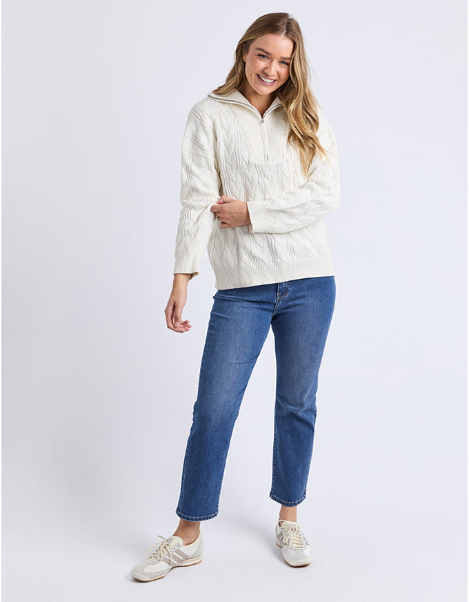 Zalie Zip Knit Marshmallow