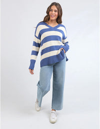 Alexa Stripe Knit Jumper Blue White