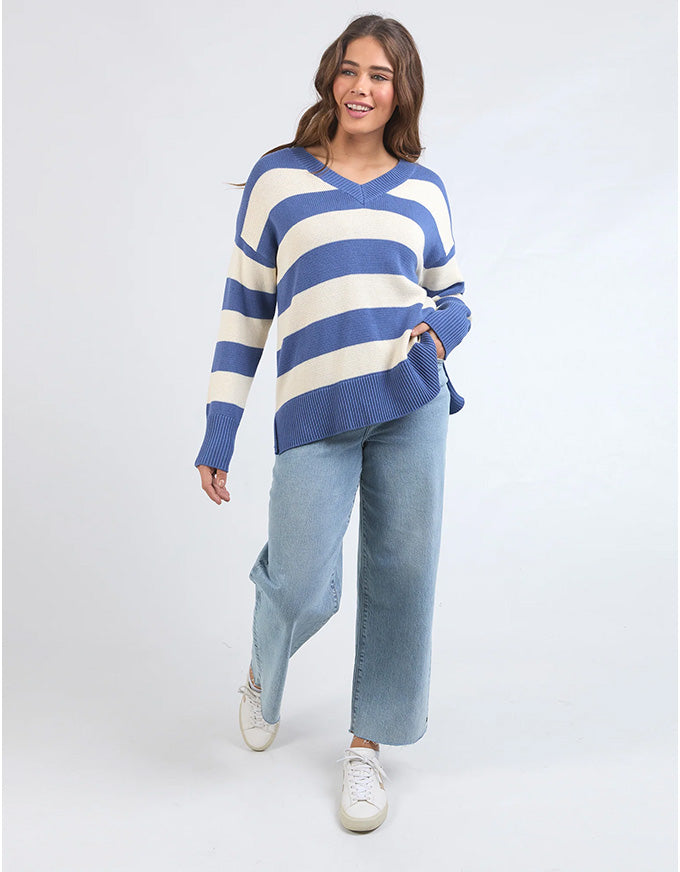Alexa Stripe Knit Jumper Blue White