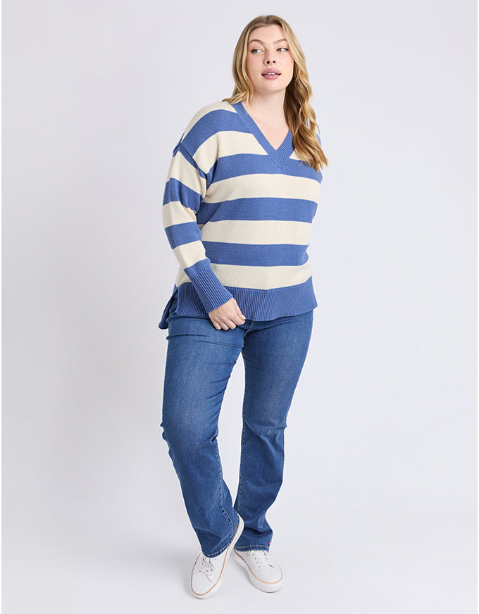 Alexa Stripe Knit Jumper Blue White