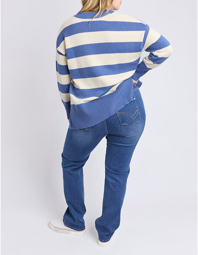 Alexa Stripe Knit Jumper Blue White