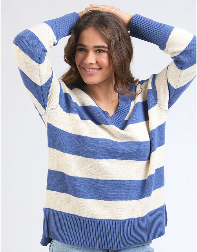 Alexa Stripe Knit Jumper Blue White