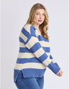 Alexa Stripe Knit Jumper Blue White
