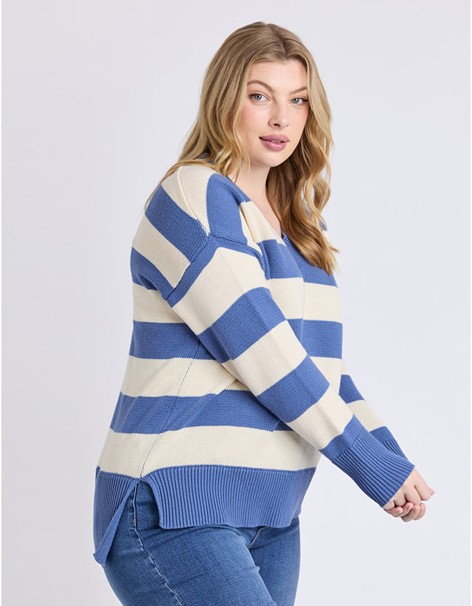Alexa Stripe Knit Jumper Blue White