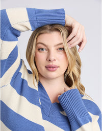 Alexa Stripe Knit Jumper Blue White