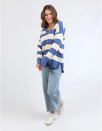 Alexa Stripe Knit Jumper Blue White