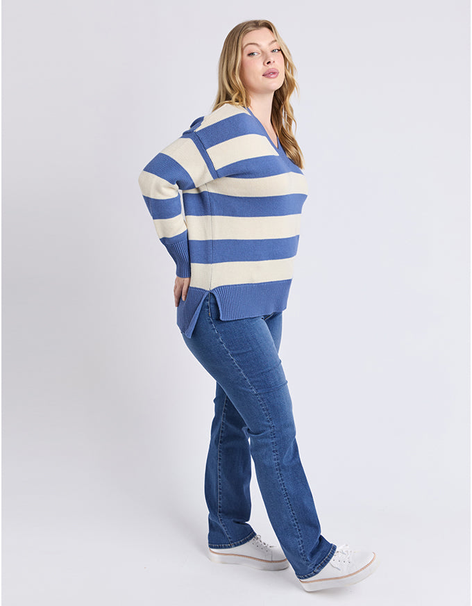 Alexa Stripe Knit Jumper Blue White