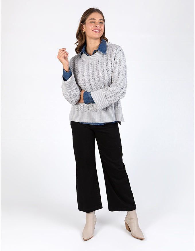 Remi Cable Knit Grey Marle