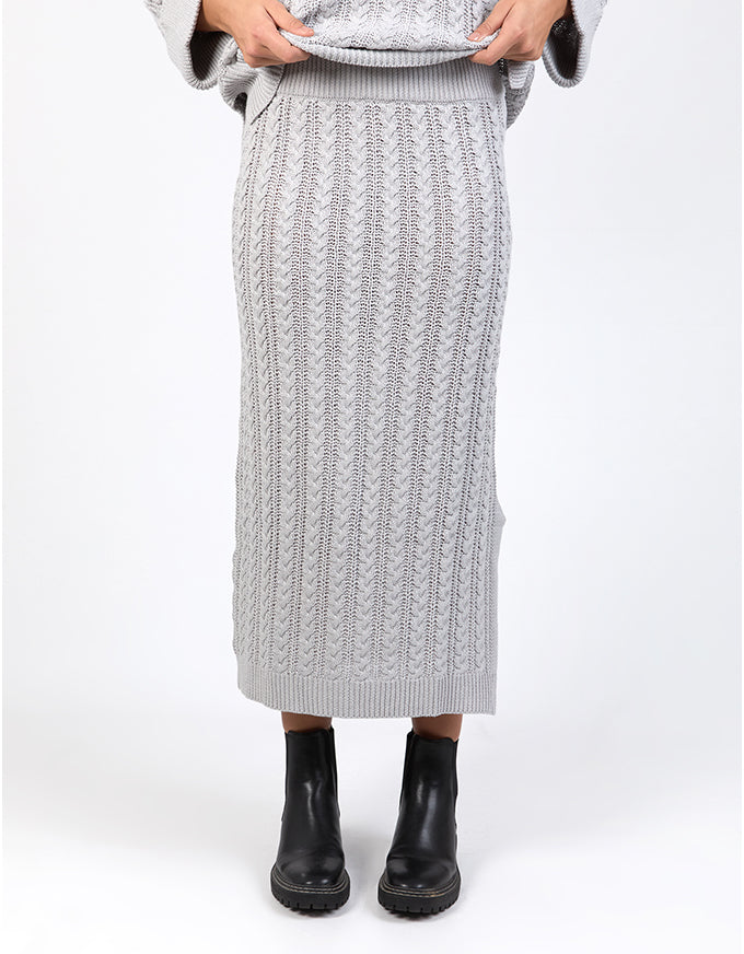 Remi Cable Knit Skirt Grey Marle