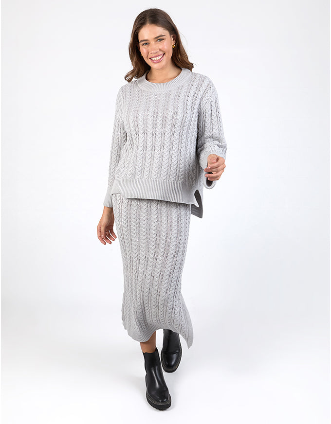 Remi Cable Knit Skirt Grey Marle