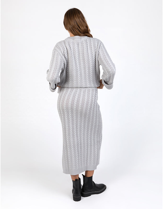 Remi Cable Knit Skirt Grey Marle