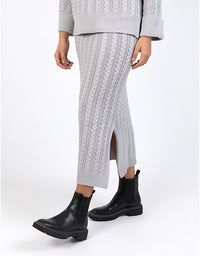 Remi Cable Knit Skirt Grey Marle