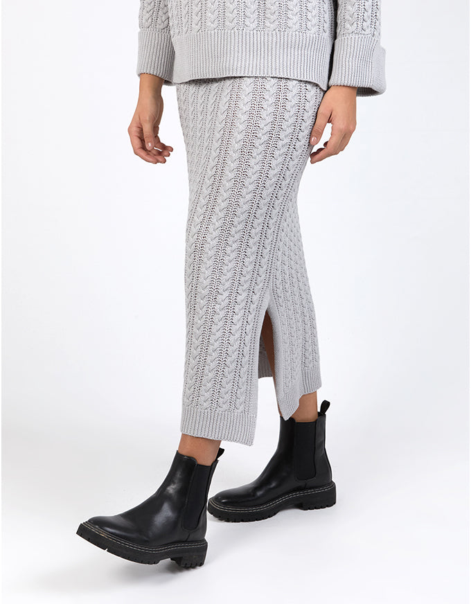 Remi Cable Knit Skirt Grey Marle