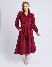 Serena Cord Dress - Maroon