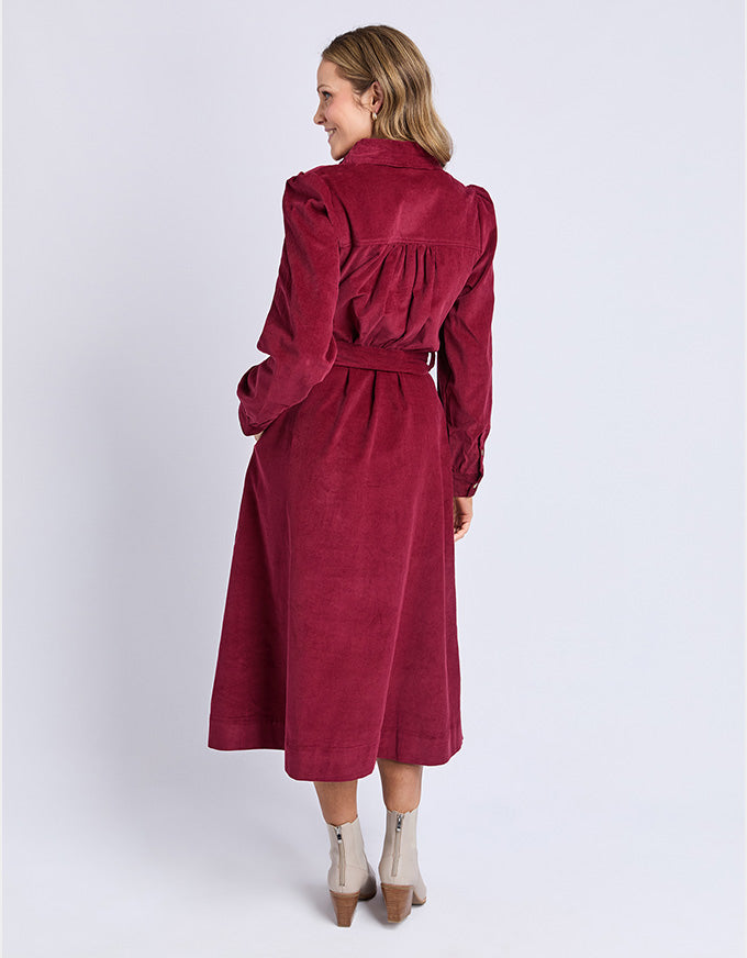 Serena Cord Dress - Maroon