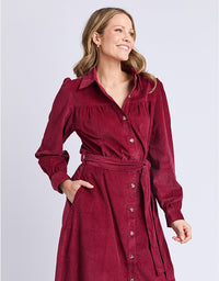 Serena Cord Dress - Maroon