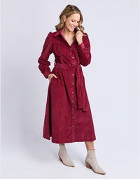 Serena Cord Dress - Maroon