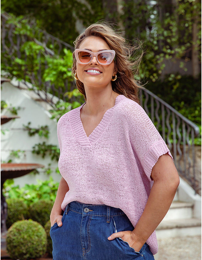 Elba Knit Top Dusk Pink