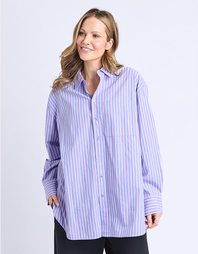 Frankie Striped Shirt - Cornflower Stripe