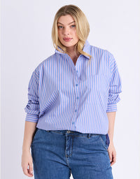 Frankie Striped Shirt - Cornflower Stripe