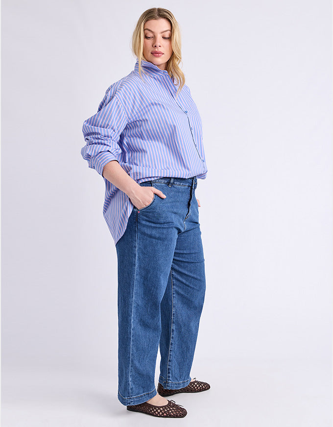 Frankie Striped Shirt - Cornflower Stripe