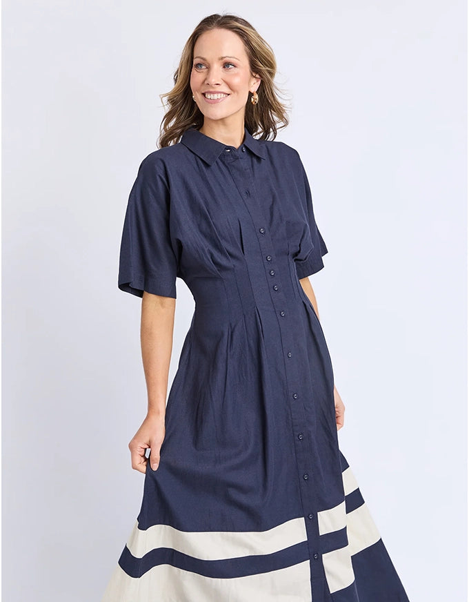 Scarlet Midi Dress Navy Stripe