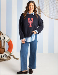 Lobster Intarsia Knit Classic Navy