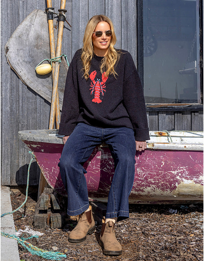 Lobster Intarsia Knit Classic Navy