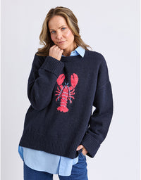 Lobster Intarsia Knit Classic Navy