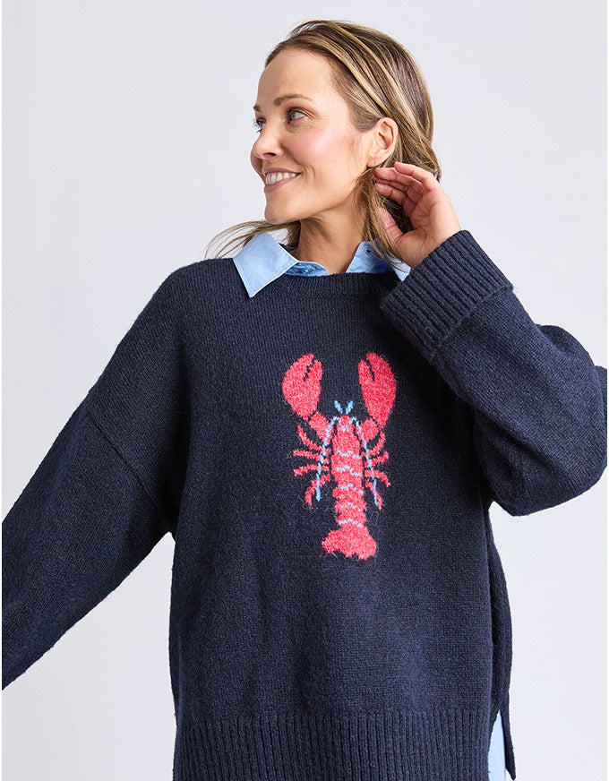 Lobster Intarsia Knit Classic Navy
