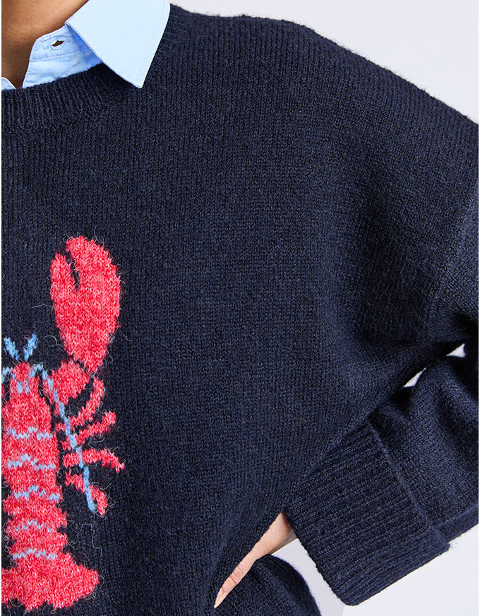 Lobster Intarsia Knit Classic Navy