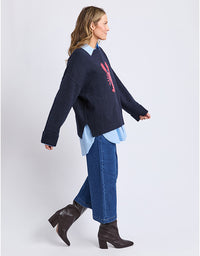 Lobster Intarsia Knit Classic Navy