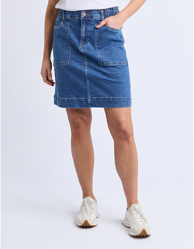 Atlas Denim Skirt Dark Blue Wash