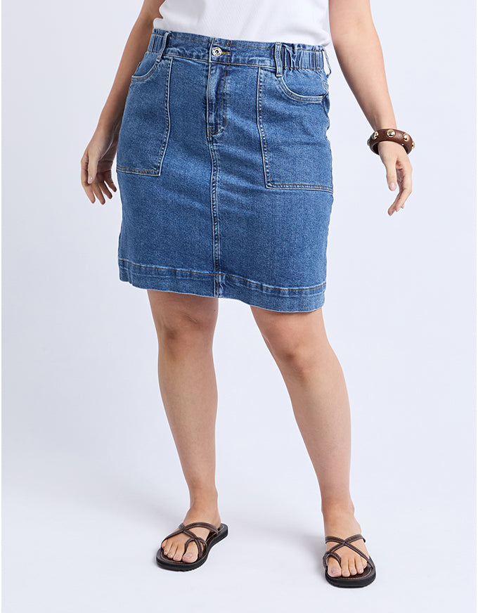 Atlas Denim Skirt Dark Blue Wash