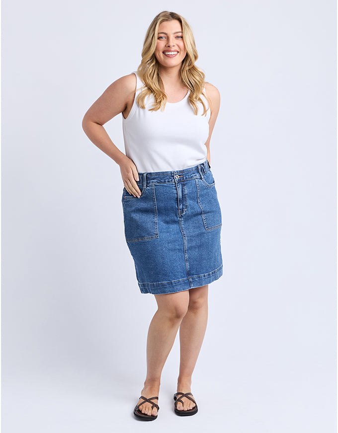 Atlas Denim Skirt Dark Blue Wash